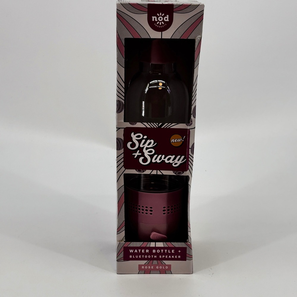 Nod Products Sip + Sway Water Bottle  13.5oz Rose Gold Bluetooth Speaker